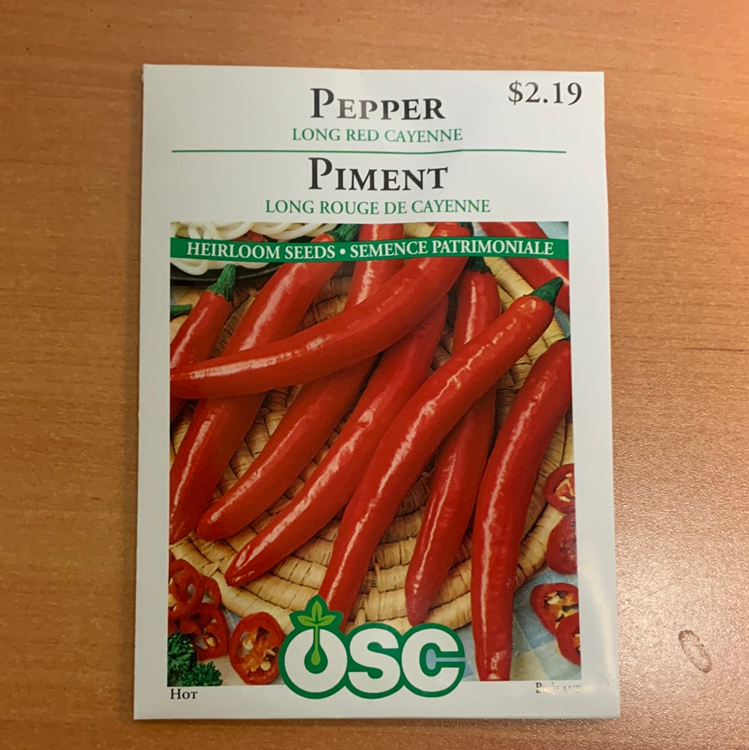 Pepper Seed Packets Long Red Cayenne Laporte's Nursery