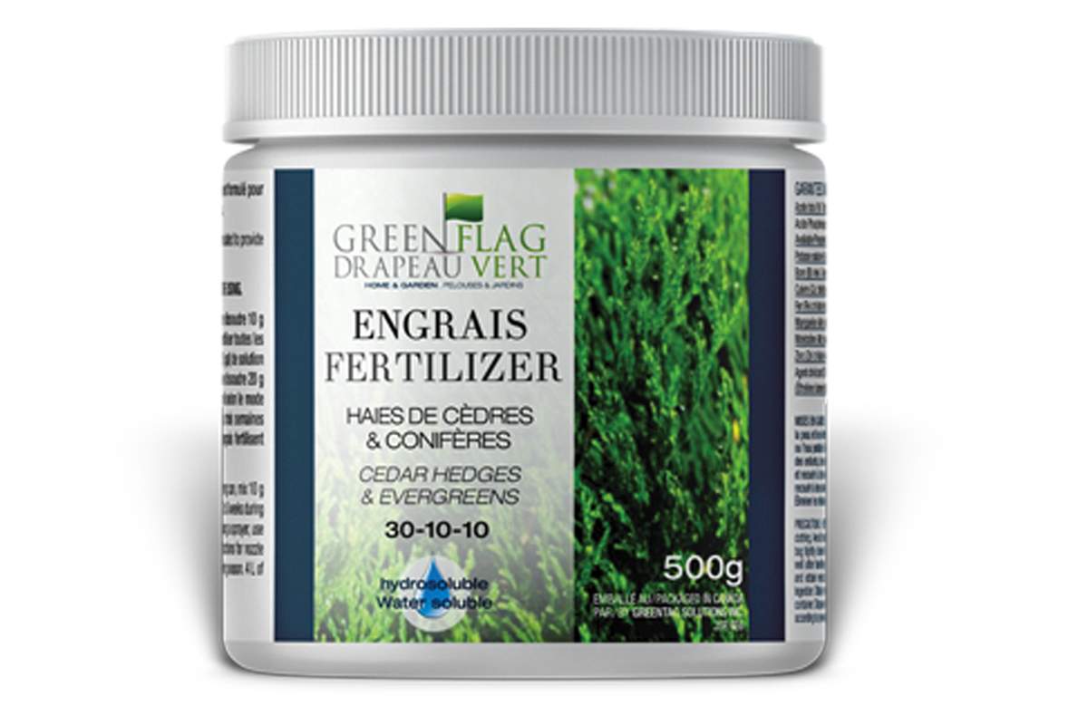 fertilizer for hedge plants Green Flag Cedar Hedges/Evergreen Fertilizer 30-10-10 – Laporte's Nursery & Greenhouses Inc